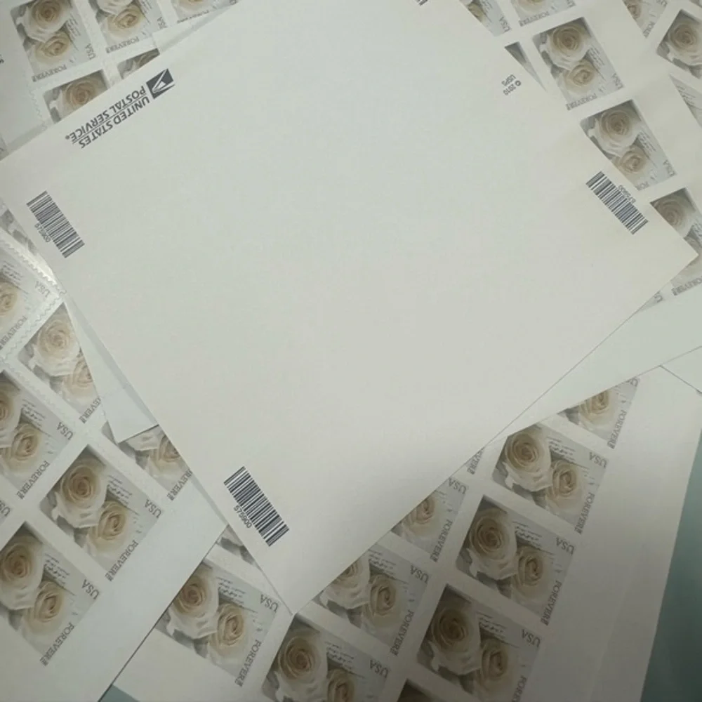 200 lifetime white roses unused wedding stamps